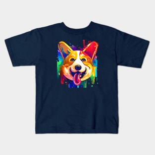 Cute Corgi Painting Design Kids T-Shirt